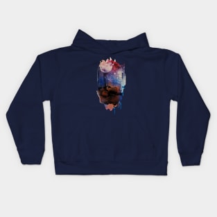 Abstract Watercolour: Moonlit night Kids Hoodie